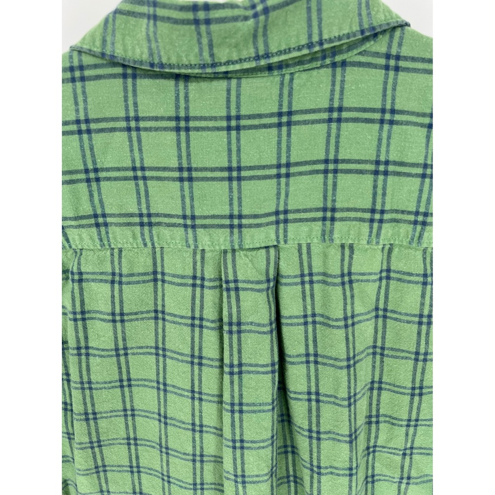 THE NORTH FACE Button Down Shirt Mens Large Green Plaid Hemp Blend Short Sleeve - Picture 12 of 13